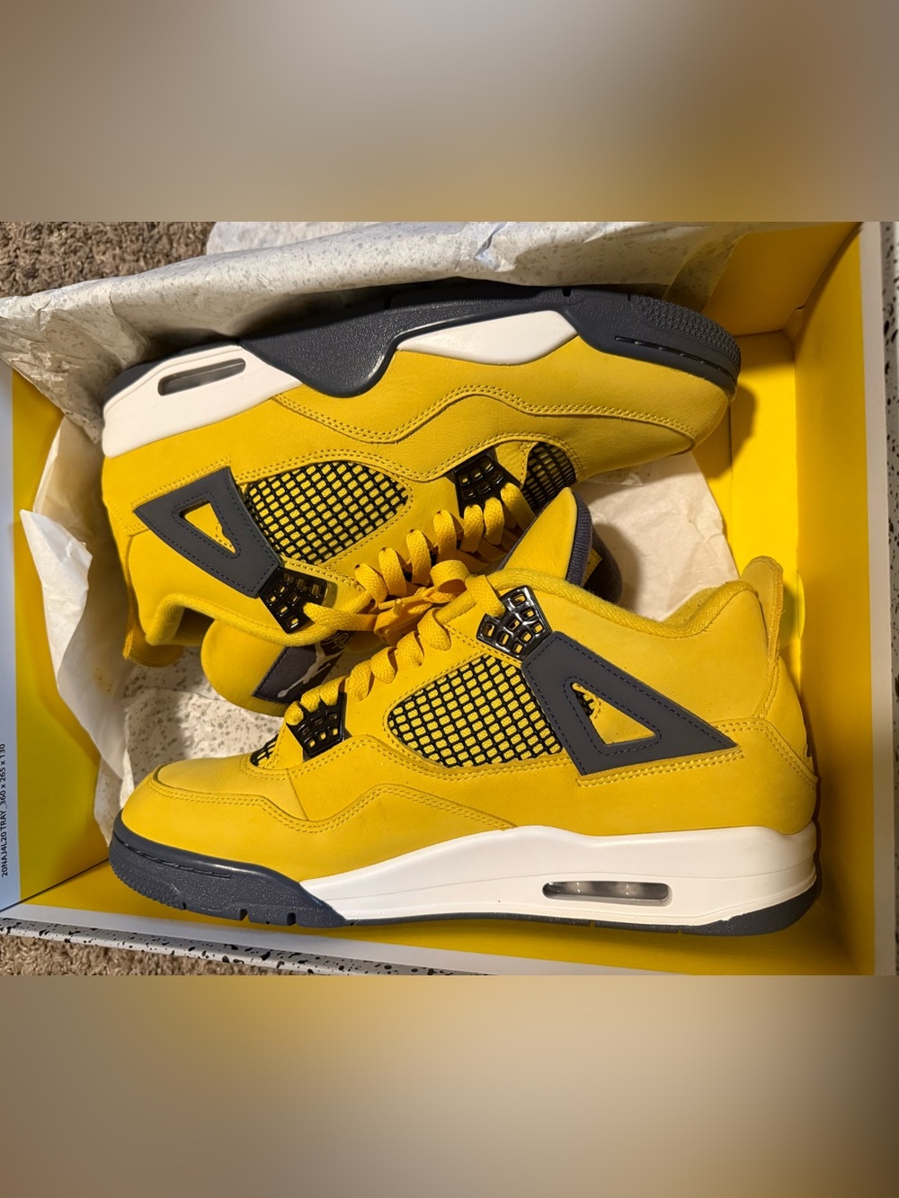 Yellow Lightning Jordans size 11.5